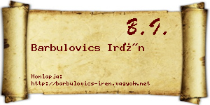 Barbulovics Irén névjegykártya